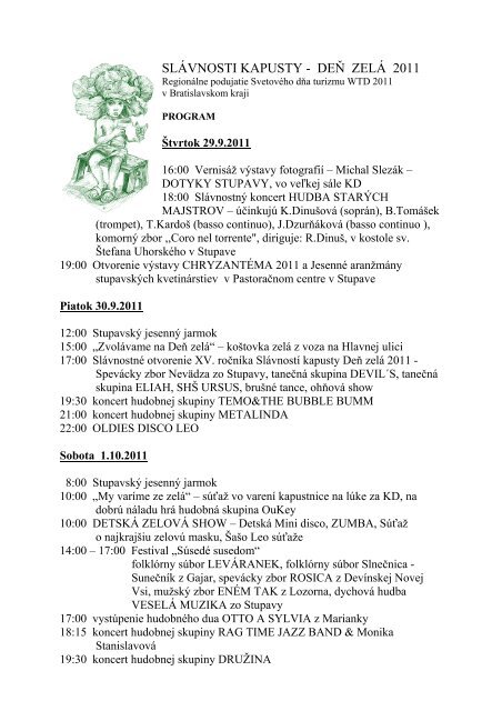 Program podujatia - Mesto Stupava