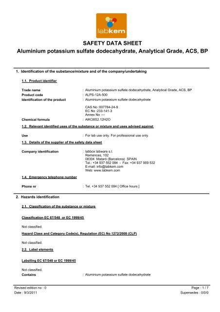 Download MSDS - Labbox
