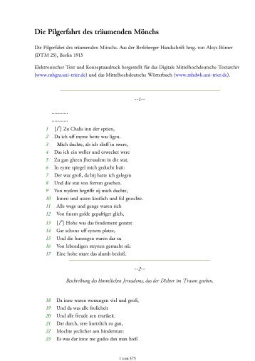 Die Pilgerfahrt des trÃ¤umen... - Mittelhochdeutsches WÃ¶rterbuch