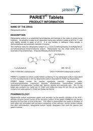 PARIET ® Tablets PRODUCT INFORMATION - Janssen-Cilag