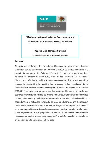 Resumen Al inicio del Gobierno del Presidente CalderÃ³n se ... - Cefim