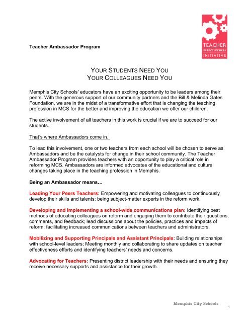 Create a teacher-ambassador program in your school - TNTP