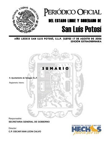 Reglamento Interno del H. Ayuntamiento de Vanegas, S.L.P. - Cefim