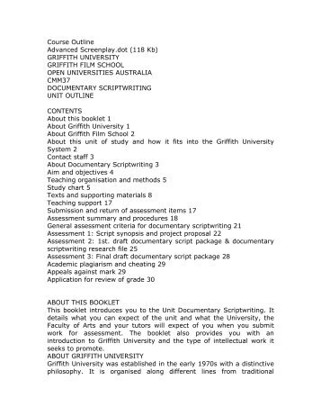 Course Outline Advanced Screenplay.dot (118 Kb ... - Contact
