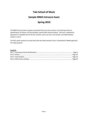 dma entrance exam - Yale University School of Music