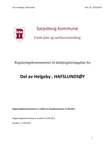 Reguleringsbestemmelser - Sarpsborg kommune