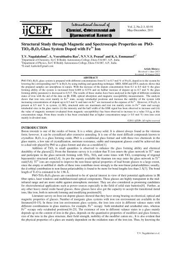 Structural Study through Magnetic and Spectroscopic Properties on ...