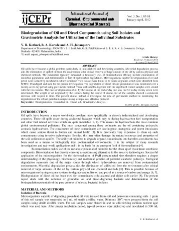 Biodegradation of Oil and Diesel Compounds using Soil Isolates ...