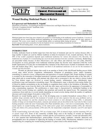 Wound Healing Medicinal Plants: A Review - International Journal of ...