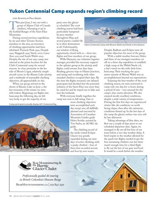 Fall 2006 - The Alpine Club of Canada