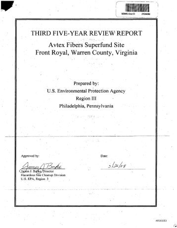 Third Five-Year Review Report - Avtex Fibers Superfund Site - Front ...