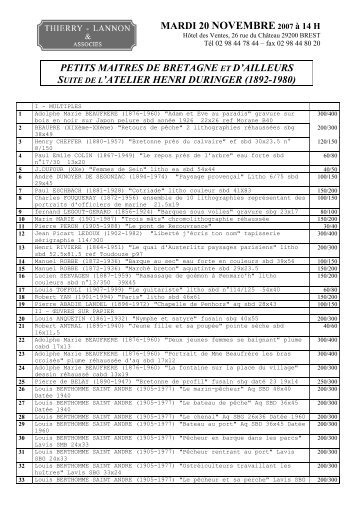 TÃ©lÃ©charger le catalogue - Thierry, Lannon et associÃ©s
