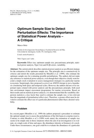 Optimum Sample Size to Detect Perturbation Effects: The ...