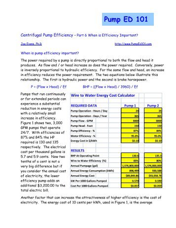 Wire to Water Energy Cost Calculator - Pump Ed 101