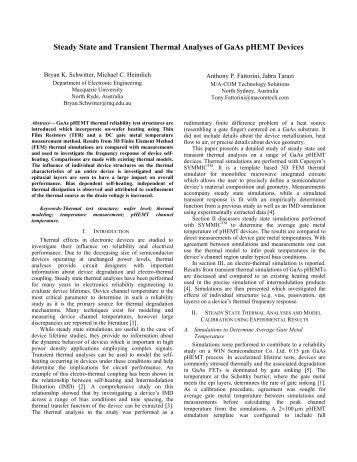 Steady State and Transient Thermal Analyses of GaAs pHEMT ...