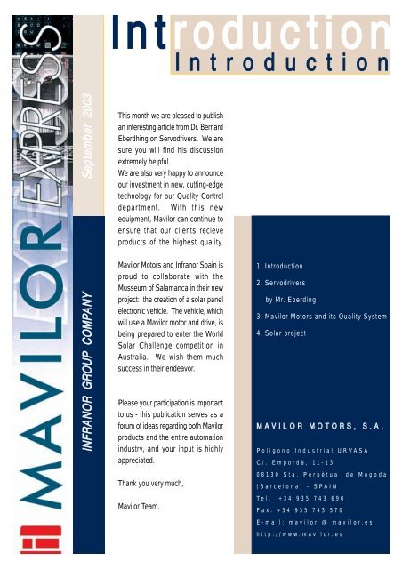 Introduction - Mavilor
