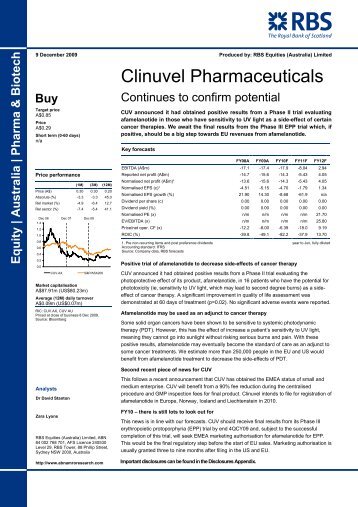 RBS Update - Clinuvel Pharmaceuticals