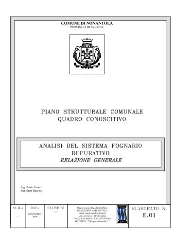 Relazione sul Sistema fognario e depurativo - Unione dei Comuni ...