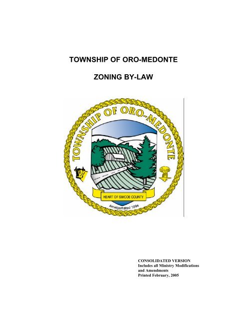 TOWNSHIP OF ORO-MEDONTE ZONING BY-LAW - County of Simcoe