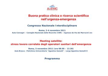 Buona pratica clinica e ricerca scientifica nell'urgenza ... - Acemc.it