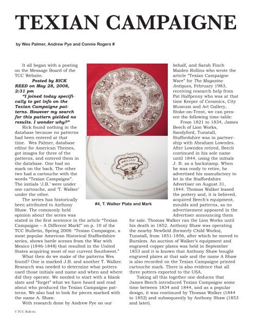 Texian Campaigne - Transferware Collectors Club