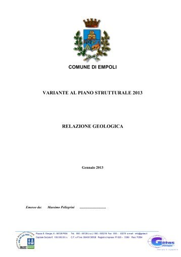 Relazione geologica - Unione dei Comuni del Pratomagno