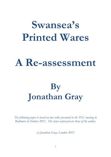 Swansea's Printed Wares - Transferware Collectors Club