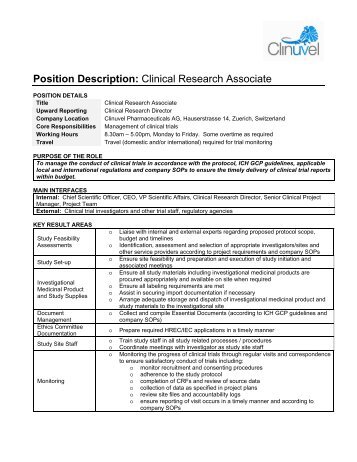 Clinical Research Associate - Clinuvel Pharmaceuticals