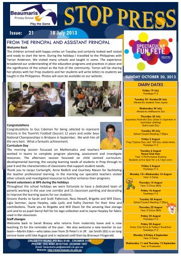 Issue: 21 18 July 2013 - Beaumaris Primary School