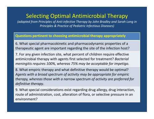 Principles in antimicrobial therapy - Pediatric Infectious Disease ...