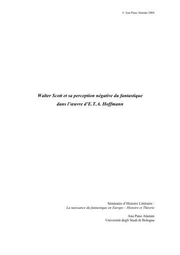 Walter Scott et sa perception négative du fantastique dans l'œuvre d ...