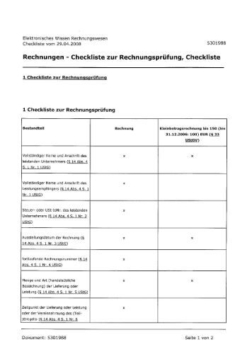 Checkliste Rechnungsschreibung - Ingeborg Beying-Eichstetter