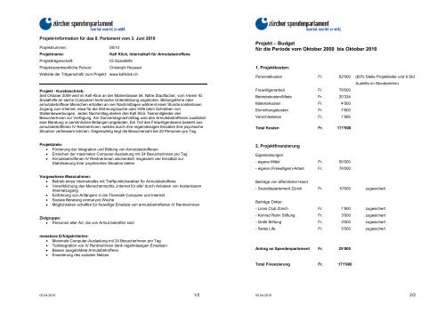 Protokoll achtes ZÃ¼rcher Spendenparlament vom 04.06.10