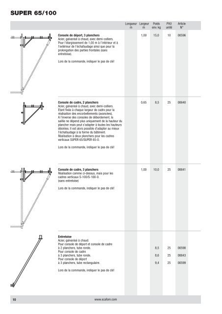 Liste de produits - Scafom