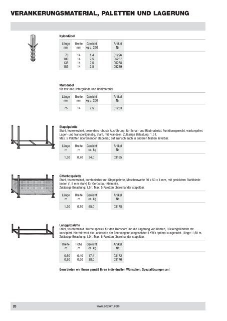 Produktliste - Scafom