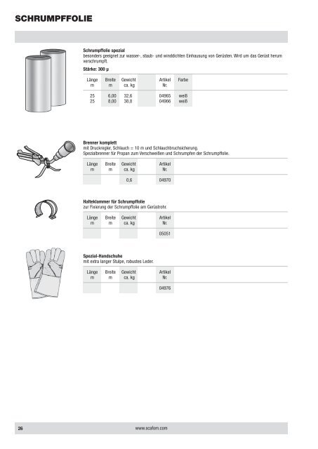 Produktliste - Scafom