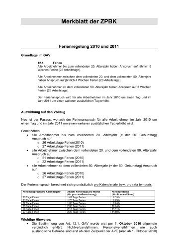 Merkblatt der ZPBK