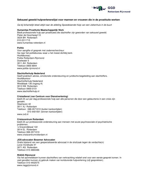 hulpverlening prostitutie rotterdam