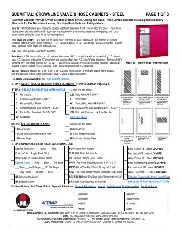 SUBMITTAL: CROWNLINE VALVE & HOSE CABINETS - STEEL ...