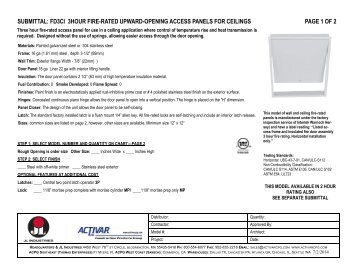SUBMITTAL: FD3CI 3HOUR FIRE-RATED UPWARD-OPENING ...