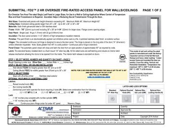 SUBMITTAL: FD2 SERIES 2 HR FIRE-RATED ACCESS PANEL ...