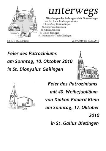 Feier des Patroziniums am Sonntag, 10. Oktober 2010 in St ...