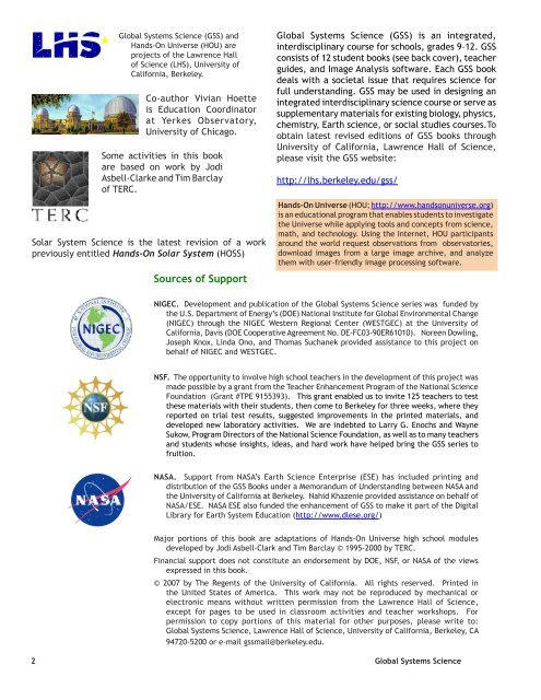 SOLAR SYSTEM SCIENCE - Lawrence Hall of Science