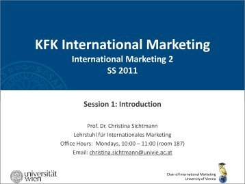 KFK International Marketing - Chair of International Marketing