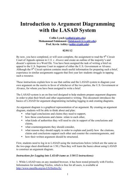 Introduction to Argument Diagramming with the LASAD System