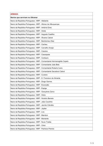 ARMADA Navios que serviram no Ultramar Navio da República ...