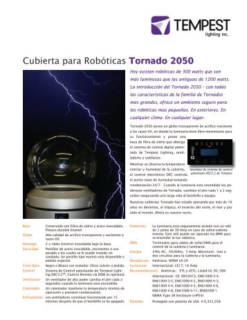Cubierta para Robóticas Tornado 2050 - Tempest Lighting, Inc.
