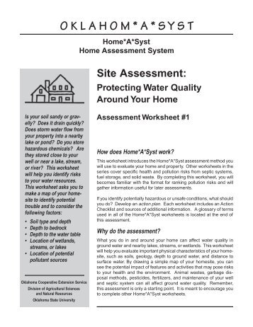 OKLAHOM*A*Syst Worksheet 1 - Water Quality Programs