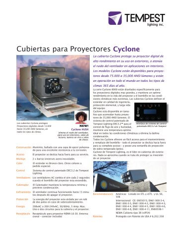 Cubiertas para Proyectores Cyclone - Tempest Lighting, Inc.