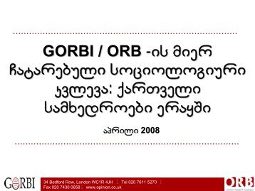 GORBI / ORB  -is mier Catarebuli sociologiuri kvleva: qarTveli ...